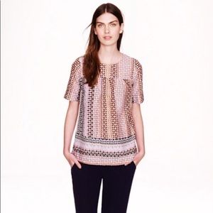 J. Crew pink geo print top
